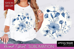 Wildflowers Round Tshirt Background - Summer Floral PNG Product Image 1