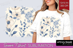 Wildflowers Square Tshirt Background - Summer Floral PNG Product Image 1