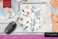 Wildflowers Car Coaster - Summer Floral Coaster PNG Product Image 1