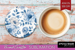 Wildflowers Round Coaster - Summer Floral Coaster PNG Product Image 1