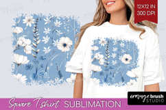 Wildflowers Square Tshirt Background - Summer Floral PNG Product Image 1