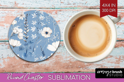 Wildflowers Round Coaster - Summer Floral Coaster PNG Product Image 1