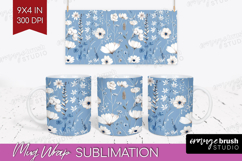 Wildflowers Mug Wrap - Summer Floral Mug PNG Sublimation Product Image 1