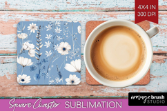 Wildflowers Square Coaster - Summer Floral Coaster PNG Product Image 1