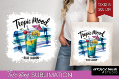 Blue Lagoon Cocktail Tote Bag Summer Drink Tote Bag PNG Product Image 1