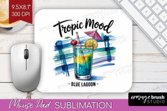 Blue Lagoon Cocktail Mouse Pad Sublimation Summer Drink PNG Product Image 1