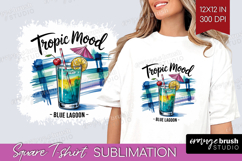 Blue Lagoon Cocktail Square Tshirt Background Summer Drink Product Image 1