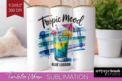 Blue Lagoon Cocktail Tumbler Wrap Summer Drink Tumbler PNG Product Image 1