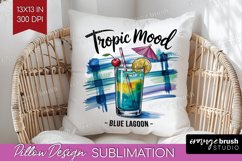 Blue Lagoon Cocktail Pillow Sublimation Summer Drink Pillow Product Image 1