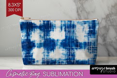 Blue Tie Dye Cosmetic Bag - Shibori Makeup Bag PNG Product Image 1