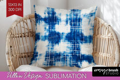Blue Tie Dye Pillow Sublimation - Shibori Pillow Cover PNG Product Image 1