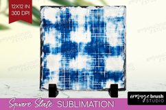 Blue Tie Dye Slate PNG - Shibori Square Slate Sublimation Product Image 1