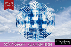 Blue Tie Dye Wind Spinner Sublimation PNG - Shibori Round Product Image 1