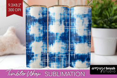 Blue Tie Dye Tumbler Wrap - Shibori Tumbler PNG Sublimation Product Image 1
