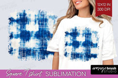 Blue Tie Dye Square Tshirt Background - Shibori PNG Product Image 1