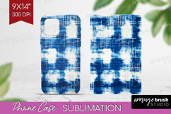 Blue Tie Dye Phone Case PNG - Shibori Case PNG Sublimation Product Image 1