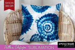 Blue Tie Dye Pillow Sublimation - Shibori Pillow Cover PNG Product Image 1