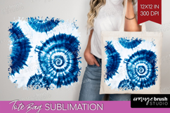 Blue Tie Dye Tote Bag - Shibori Tote Bag PNG Sublimation Product Image 1