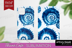 Blue Tie Dye Phone Case PNG - Shibori Case PNG Sublimation Product Image 1