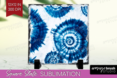 Blue Tie Dye Slate PNG - Shibori Square Slate Sublimation Product Image 1