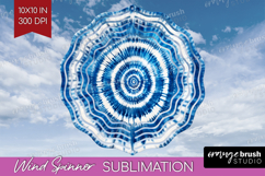 Blue Tie Dye Wind Spinner Sublimation PNG - Shibori Round Product Image 1