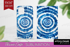Blue Tie Dye Phone Case PNG - Shibori Case PNG Sublimation Product Image 1