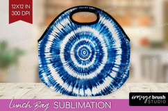 Blue Tie Dye Lunch Bag - Shibori Lunch Bug PNG Sublimation Product Image 1