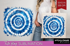 Blue Tie Dye Tote Bag - Shibori Tote Bag PNG Sublimation Product Image 1