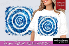 Blue Tie Dye Square Tshirt Background - Shibori PNG Product Image 1