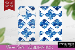 Blue Tie Dye Phone Case PNG - Shibori Case PNG Sublimation Product Image 1