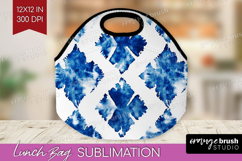 Blue Tie Dye Lunch Bag - Shibori Lunch Bug PNG Sublimation Product Image 1