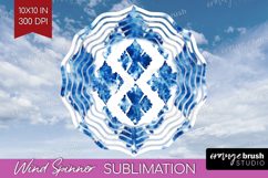 Blue Tie Dye Wind Spinner Sublimation PNG - Shibori Round Product Image 1
