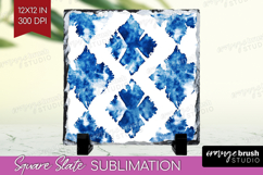 Blue Tie Dye Slate PNG - Shibori Square Slate Sublimation Product Image 1