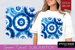Blue Tie Dye Square Tshirt Background - Shibori PNG Product Image 1