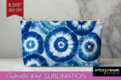 Blue Tie Dye Cosmetic Bag - Shibori Makeup Bag PNG Product Image 1
