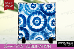 Blue Tie Dye Slate PNG - Shibori Square Slate Sublimation Product Image 1