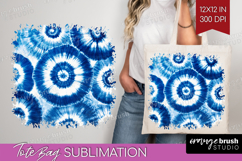 Blue Tie Dye Tote Bag - Shibori Tote Bag PNG Sublimation Product Image 1