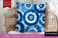 Blue Tie Dye Pillow Sublimation - Shibori Pillow Cover PNG Product Image 1