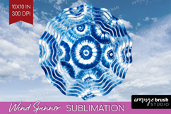 Blue Tie Dye Wind Spinner Sublimation PNG - Shibori Round Product Image 1