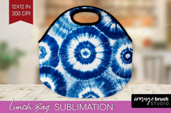 Blue Tie Dye Lunch Bag - Shibori Lunch Bug PNG Sublimation Product Image 1