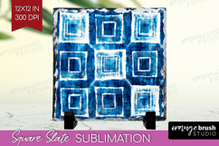 Blue Tie Dye Slate PNG - Shibori Square Slate Sublimation Product Image 1