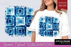 Blue Tie Dye Square Tshirt Background - Shibori PNG Product Image 1