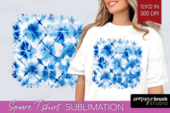 Blue Tie Dye Square Tshirt Background - Shibori PNG Product Image 1