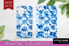 Blue Tie Dye Phone Case PNG - Shibori Case PNG Sublimation Product Image 1