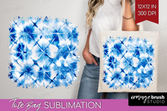 Blue Tie Dye Tote Bag - Shibori Tote Bag PNG Sublimation Product Image 1