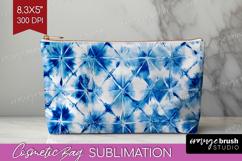 Blue Tie Dye Cosmetic Bag - Shibori Makeup Bag PNG Product Image 1