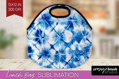Blue Tie Dye Lunch Bag - Shibori Lunch Bug PNG Sublimation Product Image 1