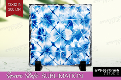 Blue Tie Dye Slate PNG - Shibori Square Slate Sublimation Product Image 1