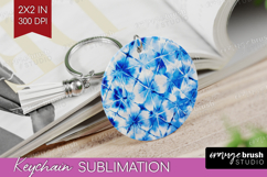 Blue Tie Dye Keychain PNG - Shibori Keychain Sublimation Product Image 1