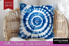 Blue Tie Dye Pillow Sublimation - Shibori Pillow Cover PNG Product Image 1